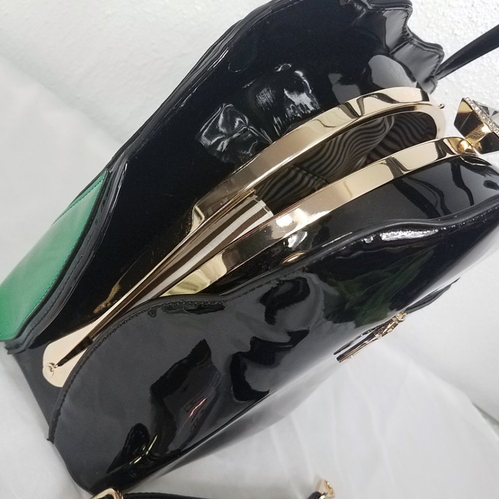 Ruby Black Patent Leather Hand Bag Shoulder Bag - Picture 11 of 15
